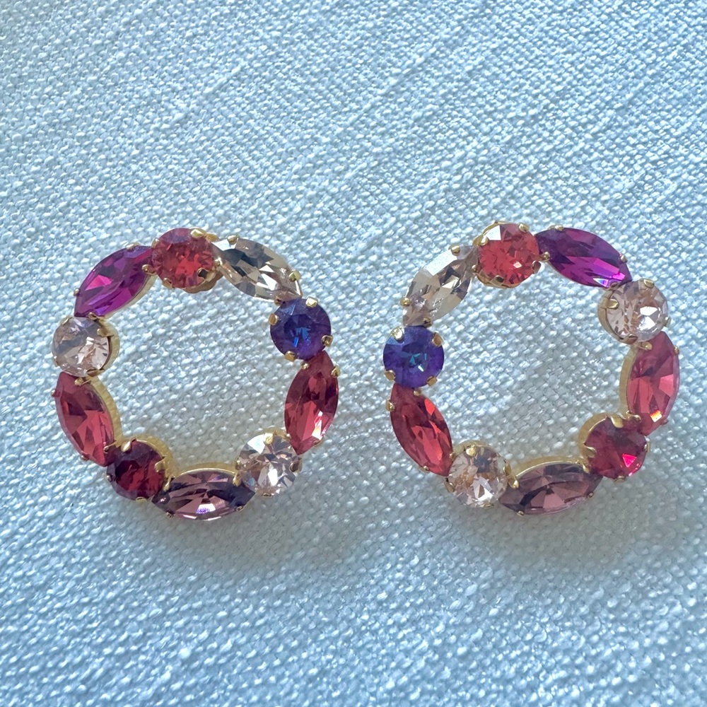 24k gold-plated jewel-toned Swarovski Crystal Pierced Earrings.